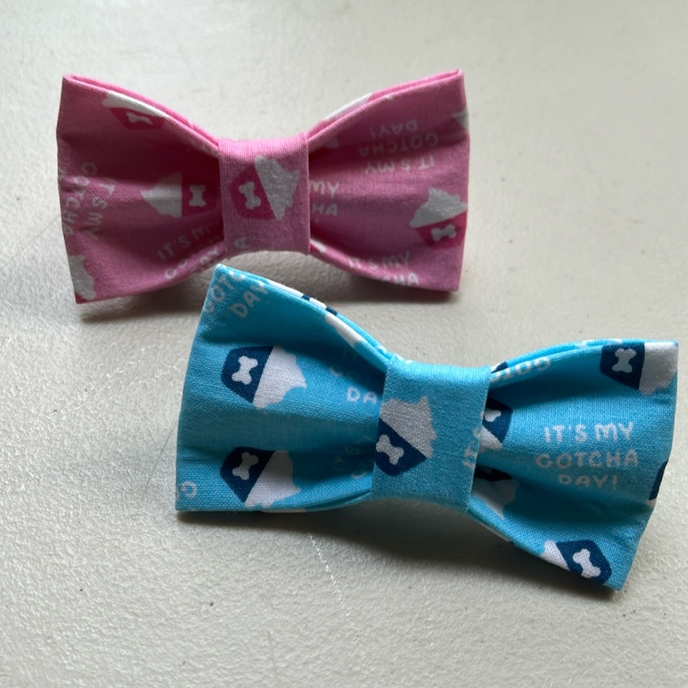 Handcrafted “Gotcha Day” bow, or bow tie!